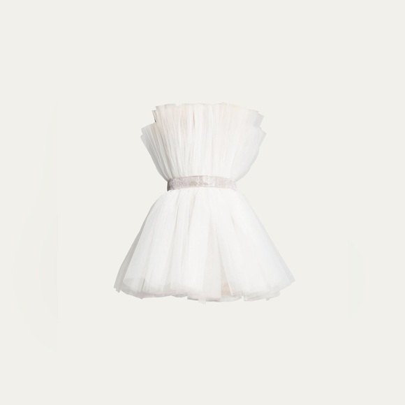 Bronx & Banco White Anna Tulle Embellished Strapless Mini Dress XS - Picture 1 of 6